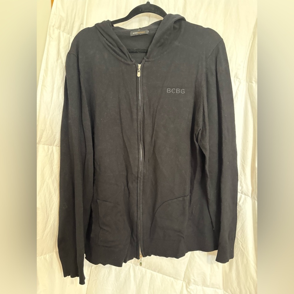 Black zip up knit sweater